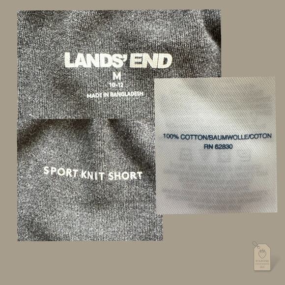 Lands’ End Sport Knit Shorts Gray Cotton Elastic Waist Men’s M 10-12 - Picture 6 of 6